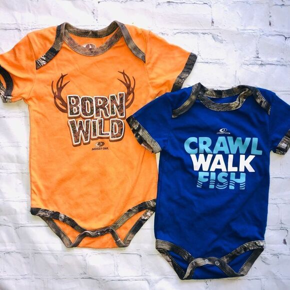 Nwot Infant Mossy Oak SS Onesie Bodysuit Bundle - Picture 1 of 7